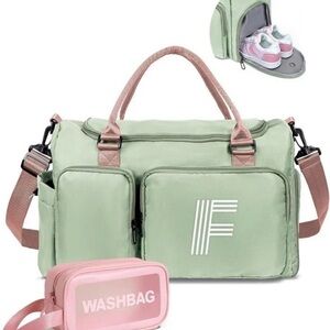 Mint Green and Pink Women's Travel Bag